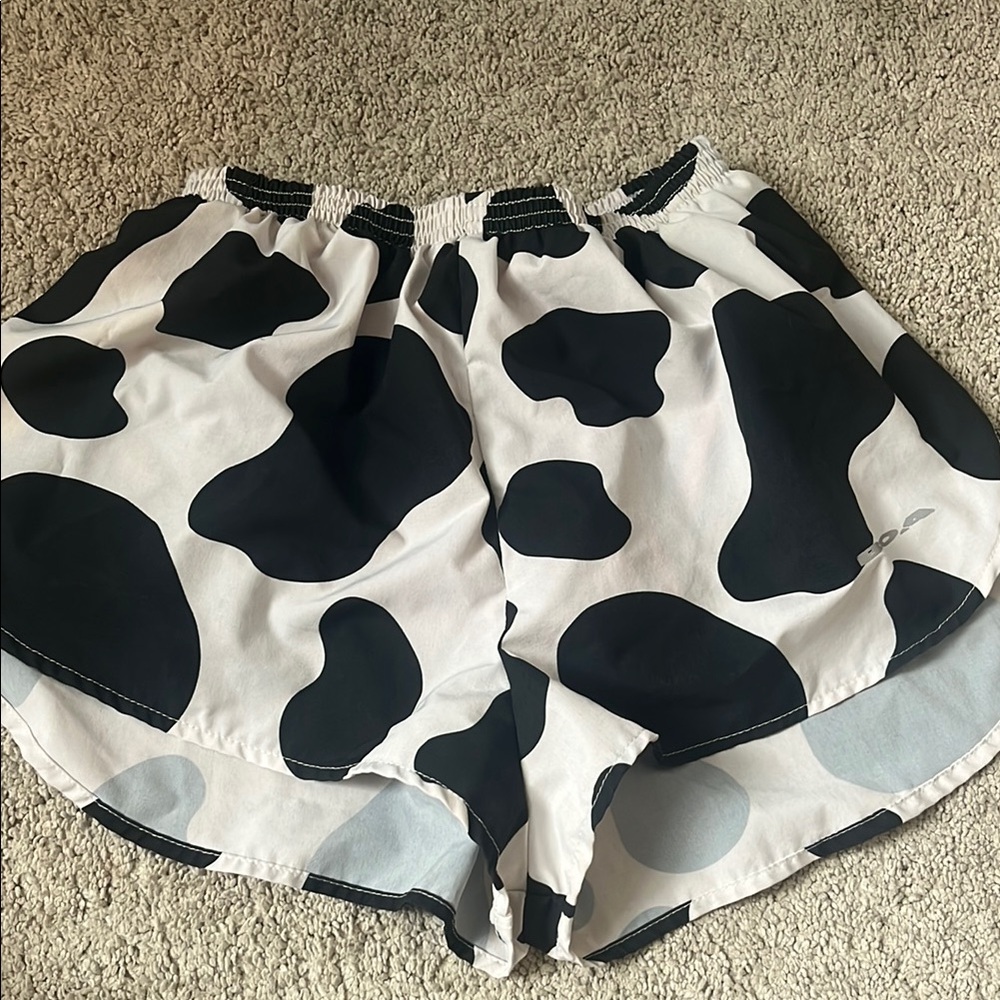 Black and White Cow Print Boa shorts